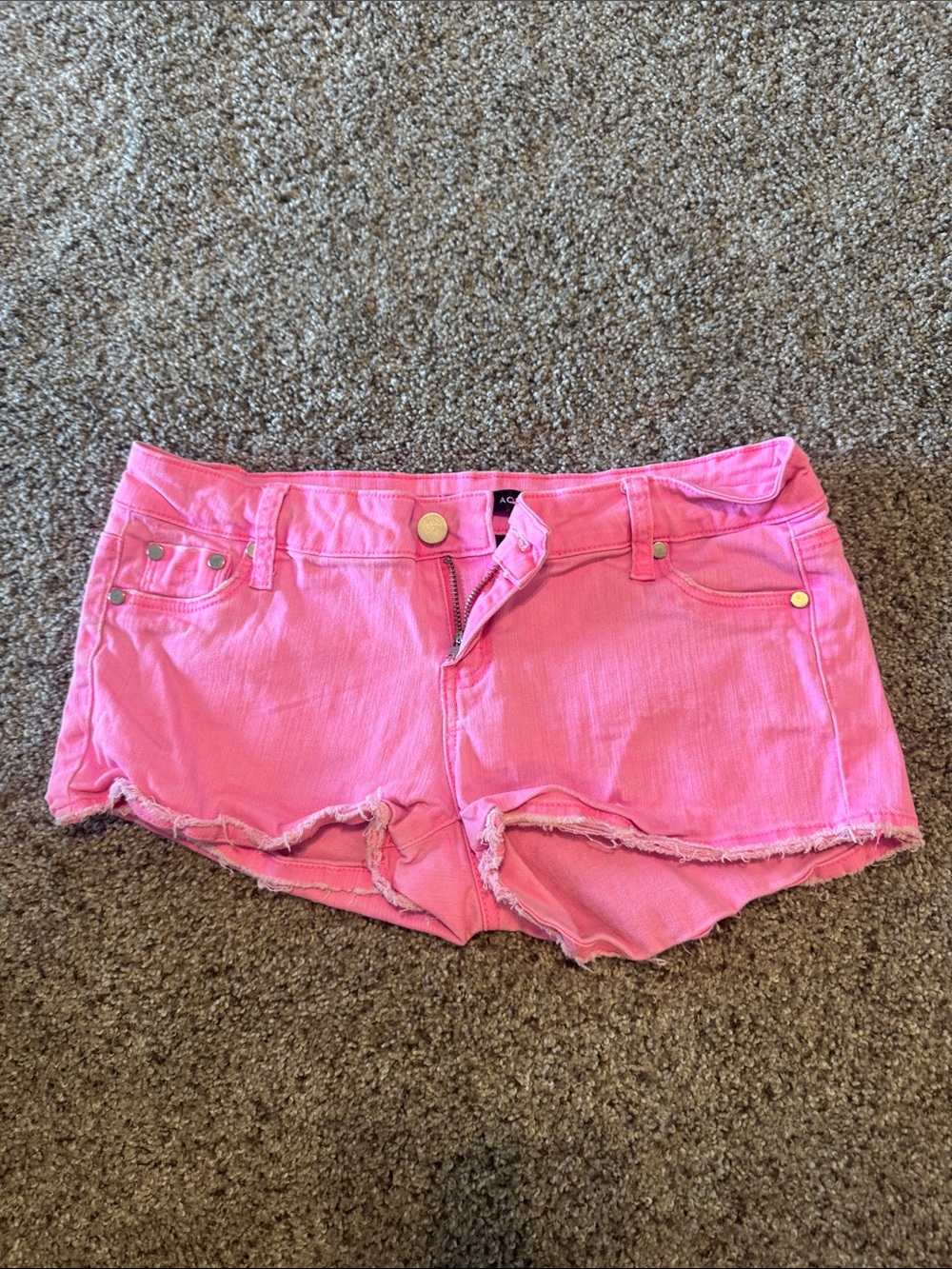 Aqua Hot Pink Denim Cutoff Shorts